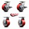 Service Caster 4 Inch Red Poly on Cast Iron Caster Set with Ball Bearings 2 Brakes 2 Rigid SCC-20S420-PUB-RS-TLB-2-R-2 - alternate 6